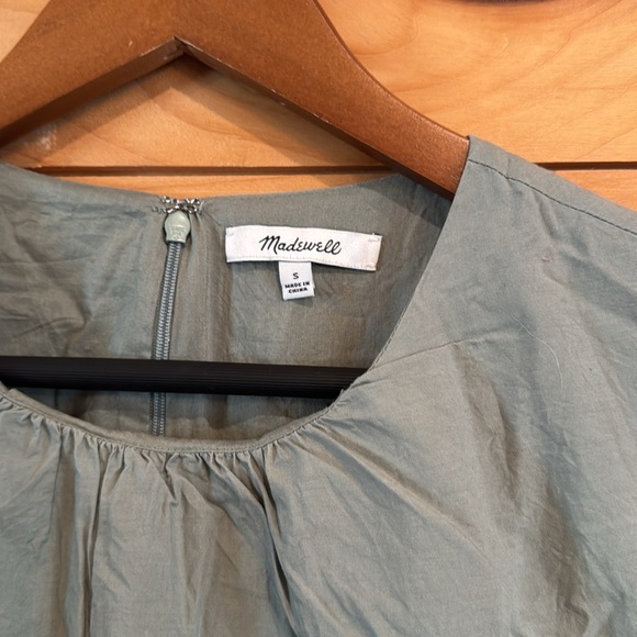 Madewell Eyelet Drop-Waist Dress Dusty Patina Cotton Lace Sage Green Small S - Picture 6 of 10